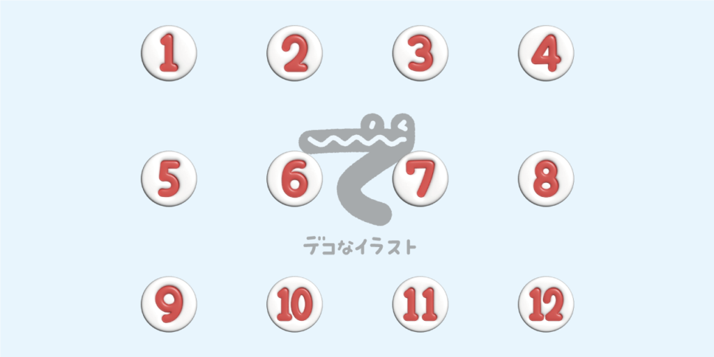 SET14 20240288 1~31までのぷっくり膨らんだ数字のボタン | でこるで