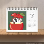 受注生産のスズメと果物の卓上カレンダーB