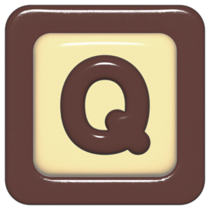 立体的なチョコレート風アイコン。外側がダークブラウンの正方形フレームで、中央のアイボリーのベースに、丸みのある茶色の「G」が3Dで配置されているデザイン。