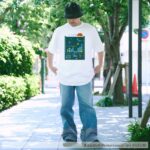 レトロゲーム風ドット絵のクラゲ―落ちゲーTシャツ着用見本CT683