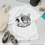 牛のギュウギュウのイラストTシャツ　見本